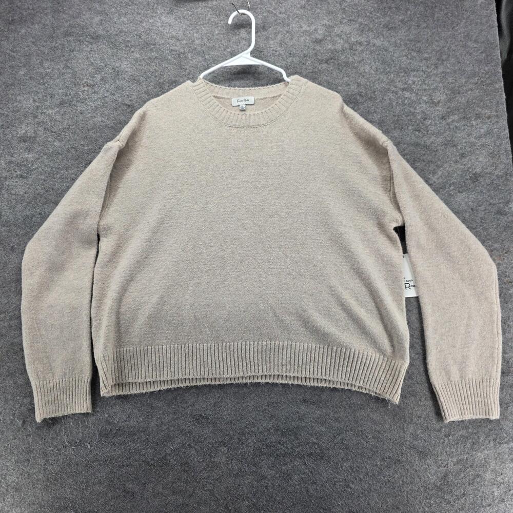 Faded Rose Sweater Pullover Womens XL Beige Tight-Knit Crew Neck Stretch